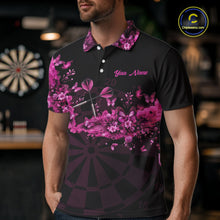 Load image into Gallery viewer, Black And Pink Flowers Smoke Butterflies Custom Men Darts Polo Shirts Dart Team Jerseys NYN2261