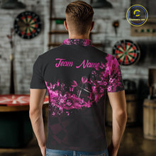 Load image into Gallery viewer, Black And Pink Flowers Smoke Butterflies Custom Men Darts Polo Shirts Dart Team Jerseys NYN2261