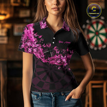 Load image into Gallery viewer, Black And Pink Flowers Smoke Butterflies Custom Women Darts Polo Shirts Dart Team Jerseys NYN2261