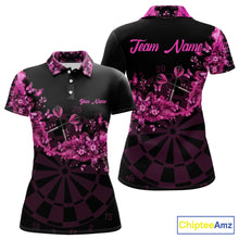 Load image into Gallery viewer, Black And Pink Flowers Smoke Butterflies Custom Women Darts Polo Shirts Dart Team Jerseys NYN2261