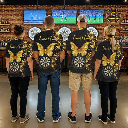 Gold Butterfly 3D Dartboard Custom Men Darts Quarter-Zip League Shirts Dart Team Jerseys NYN2262