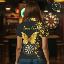 Load image into Gallery viewer, Gold Butterfly 3D Dartboard Custom Women Darts Polo League Shirts Dart Team Jerseys NYN2262