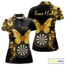 Load image into Gallery viewer, Gold Butterfly 3D Dartboard Custom Women Darts Polo League Shirts Dart Team Jerseys NYN2262