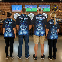 Load image into Gallery viewer, Blue Light Butterflies Skull Dartboard Custom Men Darts Polo Shirts Dart League Jerseys NYN2263