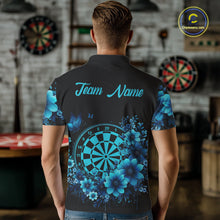 Load image into Gallery viewer, Blue Flowers &amp; Butterfly Dartboard Custom Men Darts Polo Shirts Dart League Jerseys NYN2265