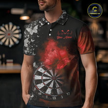 Load image into Gallery viewer, Custom Silver Butterfly Red Smoking Grunge Dartboard Men Darts Polo Shirts Dart Jerseys NYN2267