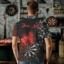 Load image into Gallery viewer, Custom Silver Butterfly Red Smoking Grunge Dartboard Men Darts Polo Shirts Dart Jerseys NYN2267