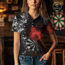 Load image into Gallery viewer, Custom Silver Butterfly Red Smoking Grunge Dartboard Men Darts Polo Shirts Dart Jerseys NYN2267