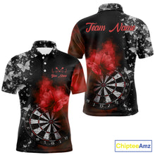 Load image into Gallery viewer, Custom Silver Butterfly Red Smoking Grunge Dartboard Men Darts Polo Shirts Dart Jerseys NYN2267