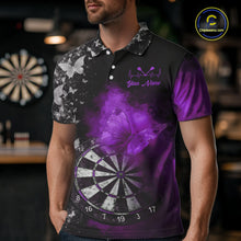 Load image into Gallery viewer, Custom Silver Butterfly Purple Smoking Grunge Dartboard Men Darts Polo Shirts Dart Jerseys NYN2268