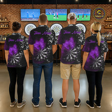Load image into Gallery viewer, Custom Silver Butterfly Purple Smoking Grunge Dartboard Men Darts Quarter-Zip Shirts Dart Jerseys NYN2268