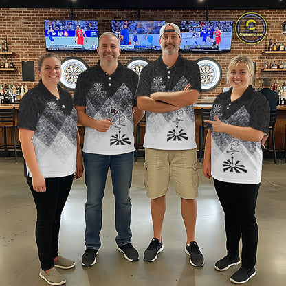Black White Grunge Heart Dartboard Men Darts Valentine Shirt Custom Dart Quarter-Zip Couple Gifts NYN2553