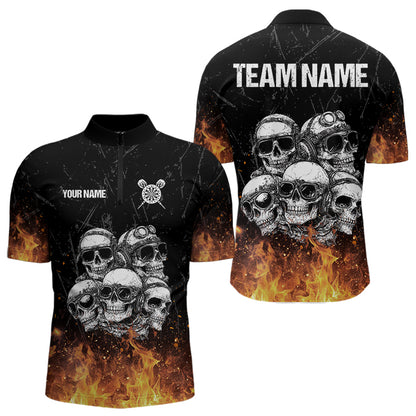 Personalized Fire Flame And Skulls Dart Shirts For Men, Custom Dart Team Jerseys NYN0021