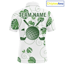 Load image into Gallery viewer, Mens Green Monstera Pattern Golf Clothing Custom Cactus Golfer Funny Mens Golf Polo Shirt NYN2931