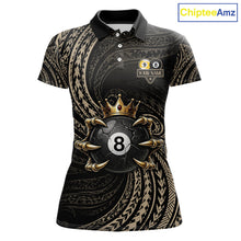 Load image into Gallery viewer, Tribal Pattern Billiard Shirts For Women Custom  Skull Crown 8 Ball And 9 Ball Billiard Team Jersey NYN3134