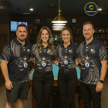 Load image into Gallery viewer, Tribal Pattern Billiard Shirts For Women Custom  Skull Crown 8 Ball And 9 Ball Billiard Team Jersey NYN3134