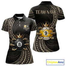 Load image into Gallery viewer, Tribal Pattern Billiard Shirts For Women Custom  Skull Crown 8 Ball And 9 Ball Billiard Team Jersey NYN3134