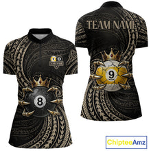 Load image into Gallery viewer, Tribal Pattern Billiard Shirts For Women Custom  Skull Crown 8 Ball And 9 Ball Billiard Team Jersey NYN3134