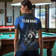Load image into Gallery viewer, Watering 8 Ball Pool Billiard Shirts For Women Personalized Blue Splatter Billiard Team Jersey NYN3135