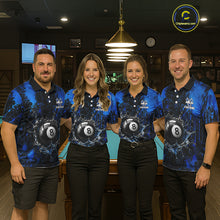 Load image into Gallery viewer, Watering 8 Ball Pool Billiard Shirts For Women Personalized Blue Splatter Billiard Team Jersey NYN3135