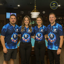 Load image into Gallery viewer, Fire Flame 8 Ball Billiard Shirt For Men Custom Blue Flames Pool Billiard Rack Team Shirt NYN3137