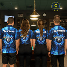 Load image into Gallery viewer, Fire Flame 8 Ball Billiard Shirt For Men Custom Blue Flames Pool Billiard Rack Team Shirt NYN3137