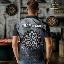 Load image into Gallery viewer, Grey Grunge Dartboard Darts Team Shirt - Custom Name - Men’s Darts Jersey NYN0354