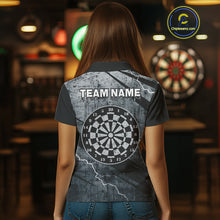 Load image into Gallery viewer, Grey Grunge Dartboard Darts Team Shirt - Custom Name - Women's Darts Jersey NYN0354