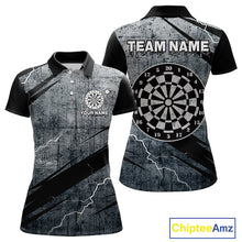 Load image into Gallery viewer, Grey Grunge Dartboard Darts Team Shirt - Custom Name - Women's Darts Jersey NYN0354