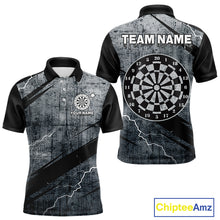 Load image into Gallery viewer, Grey Grunge Dartboard Darts Team Shirt - Custom Name - Men’s Darts Jersey NYN0354