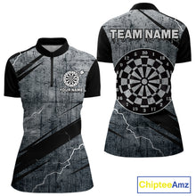 Load image into Gallery viewer, Grey Grunge Dartboard Darts Team Shirt - Custom Name - Women's Darts Jersey NYN0354