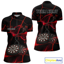 Load image into Gallery viewer, Flame Dartboard &amp; Chains Darts Shirt For Women - Custom Name &amp; Team Jersey | Opt1 - Red NYN0625