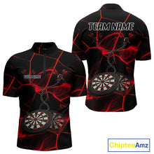 Load image into Gallery viewer, Flame Dartboard &amp; Chains Darts Shirt For Men - Custom Name &amp; Team Jersey | Opt1 - Red NYN0625