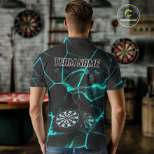 Load image into Gallery viewer, Flame Dartboard &amp; Chains Darts Shirt For Men - Custom Name &amp; Team Jersey | Opt2 - Turquoise NYN0626