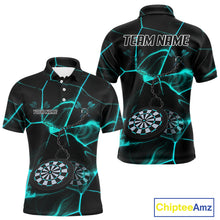 Load image into Gallery viewer, Flame Dartboard &amp; Chains Darts Shirt For Men - Custom Name &amp; Team Jersey | Opt2 - Turquoise NYN0626