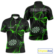 Load image into Gallery viewer, Flame Dartboard &amp; Chains Darts Shirt For Men - Custom Name &amp; Team Jersey | Opt3 - Green NYN0627