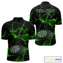 Load image into Gallery viewer, Flame Dartboard &amp; Chains Darts Shirt For Men - Custom Name &amp; Team Jersey | Opt3 - Green NYN0627