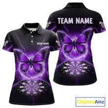 Load image into Gallery viewer, Lightning Butterfly Dartboard Custom Purple Women Polo Dart Shirt Funny Dart Jerseys NYN1763