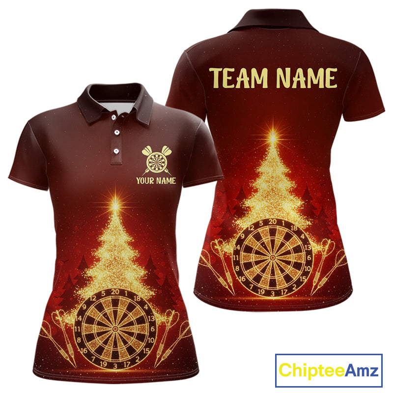 Red Snowflake Dartboard Christmas Custom Women Polo Dart Jerseys Xmas Dart League Shirt NYN2051