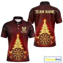 Load image into Gallery viewer, Red Snowflake Dartboard Christmas Custom Men Polo Dart Jerseys Xmas Dart League Shirt NYN2051