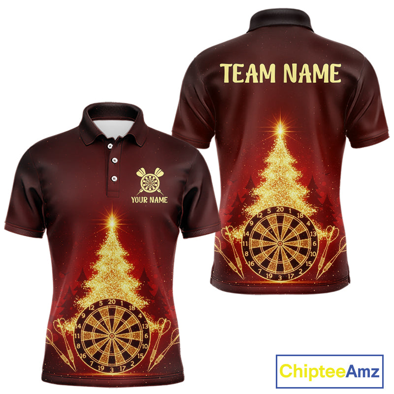 Red Snowflake Dartboard Christmas Custom Men Polo Dart Jerseys Xmas Dart League Shirt NYN2051