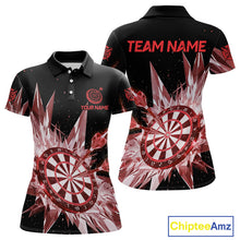 Load image into Gallery viewer, Red Snow Ice Dartboard Women Darts Polo Shirt Custom Name &amp; Team Xmas Dart League Shirt NYN2059
