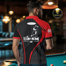 Load image into Gallery viewer, Black And Red Human Play Pool 8 Ball Men's Billiard Shirt Custom Billiard Team League Attire NYN2556