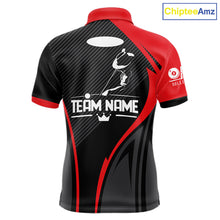 Load image into Gallery viewer, Black And Red Human Play Pool 8 Ball Men's Billiard Shirt Custom Billiard Team League Attire NYN2556