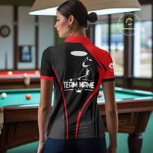 Load image into Gallery viewer, Black And Red Human Play Pool 8 Ball Women's Billiard Shirt Custom Billiard Team League Attire NYN2556