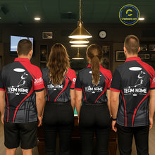 Load image into Gallery viewer, Black And Red Human Play Pool 8 Ball Men's Billiard Shirt Custom Billiard Team League Attire NYN2556
