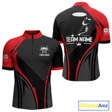 Load image into Gallery viewer, Black And Red Human Play Pool 8 Ball Men's Billiard Shirt Custom Billiard Team League Attire NYN2556