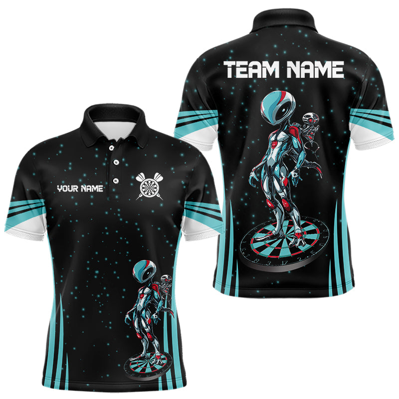 Custom Turquoise Alien And Dartboards Dart Shirts For Men, Dart Jerseys NYN0027