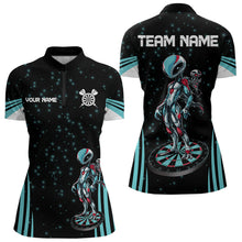 Load image into Gallery viewer, Custom Turquoise Alien And Dartboards Dart Shirts For Women, Dart Jerseys NYN0027
