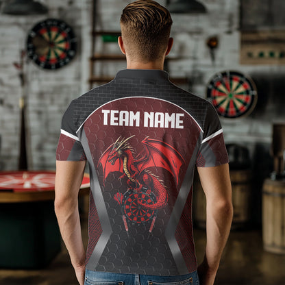 Custom Black And Red Hexagon Dragon Dartboard Dart Shirts For Men Dart Team Jerseys NYN0031